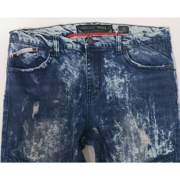 The Heritage America Men's Acid Wash Jeans Waist - Picture 4 of 10
